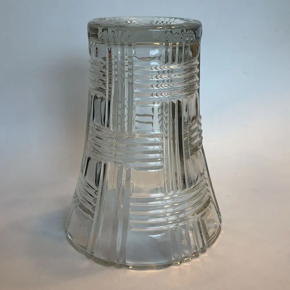 Vintage Anchor Hocking Clear Basket Weave Glass Vase Prismatic Criss Cross